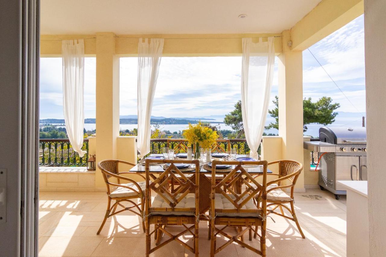 House With Amazing Ocean View And Patio - Pool Villa Porto Heli Bagian luar foto